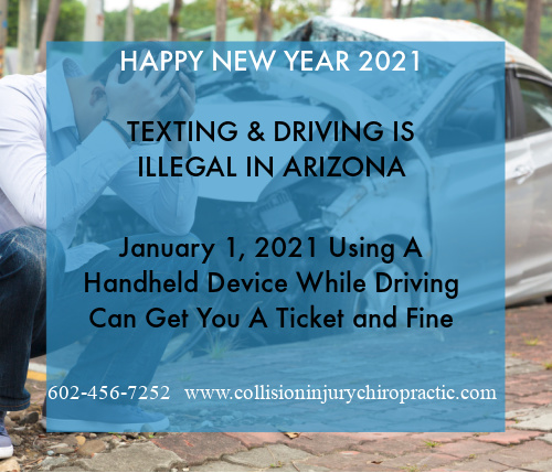 Graphic stating Happy New Year Texting And Driving Is Illegal In Arizona