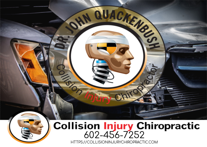 Graphic stating Collision Injury Auto Accident Treatment DR JOHN QUACKENBUSH