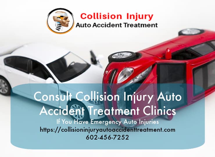 Graphic stating Consult Collision Injury Auto Accident Clinics following A Car Accident