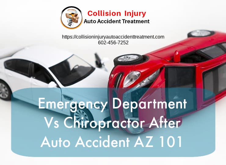 Graphic showing Car Accident stating Emergency Department Vs Chiropractor
